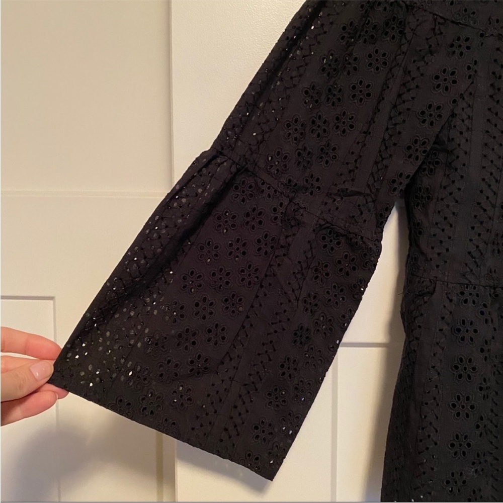 Madewell Black Eyelet Tiered Button-Back Blouse - Picture 5 of 6